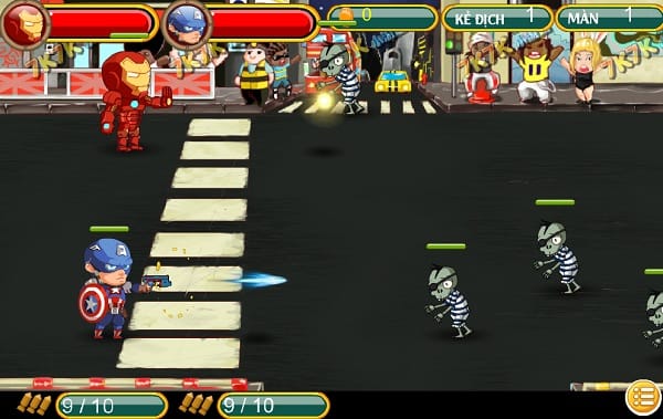game Avengers vs Zombies 2 nguoi choi