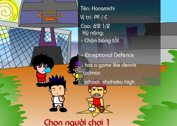 game Bóng rổ Hanamichi cú nhảy thần thánh game Bong ro Hanamichi cu nhay than thanh