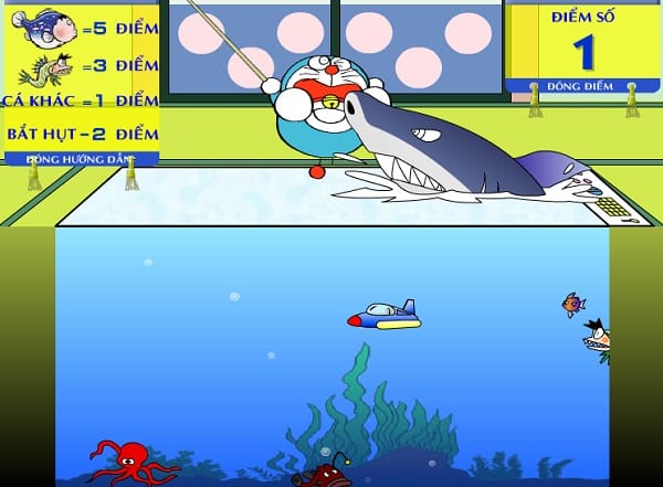game Doremon cau ca map o ngoai bien