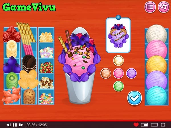 game Làm bánh quế kem roxie's kitchen ice cream waffle
