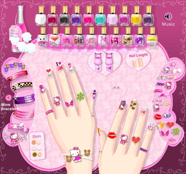 game Lam mong tay hello kitty nail online